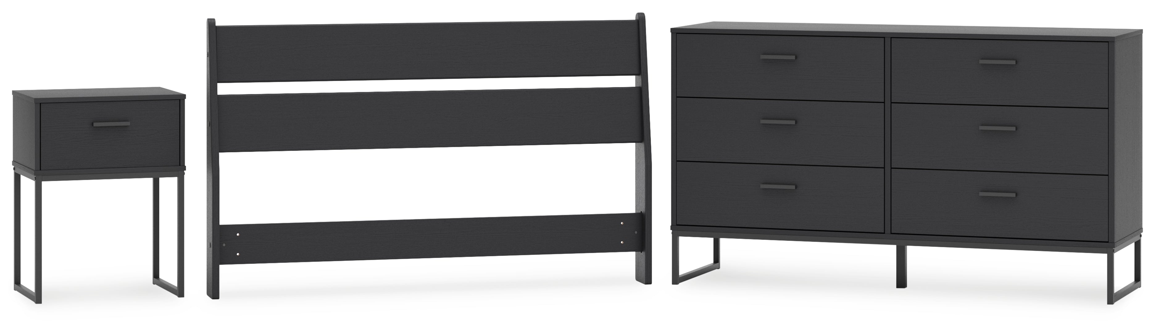 Socalle Full Panel Headboard with Dresser and Nightstand Grey