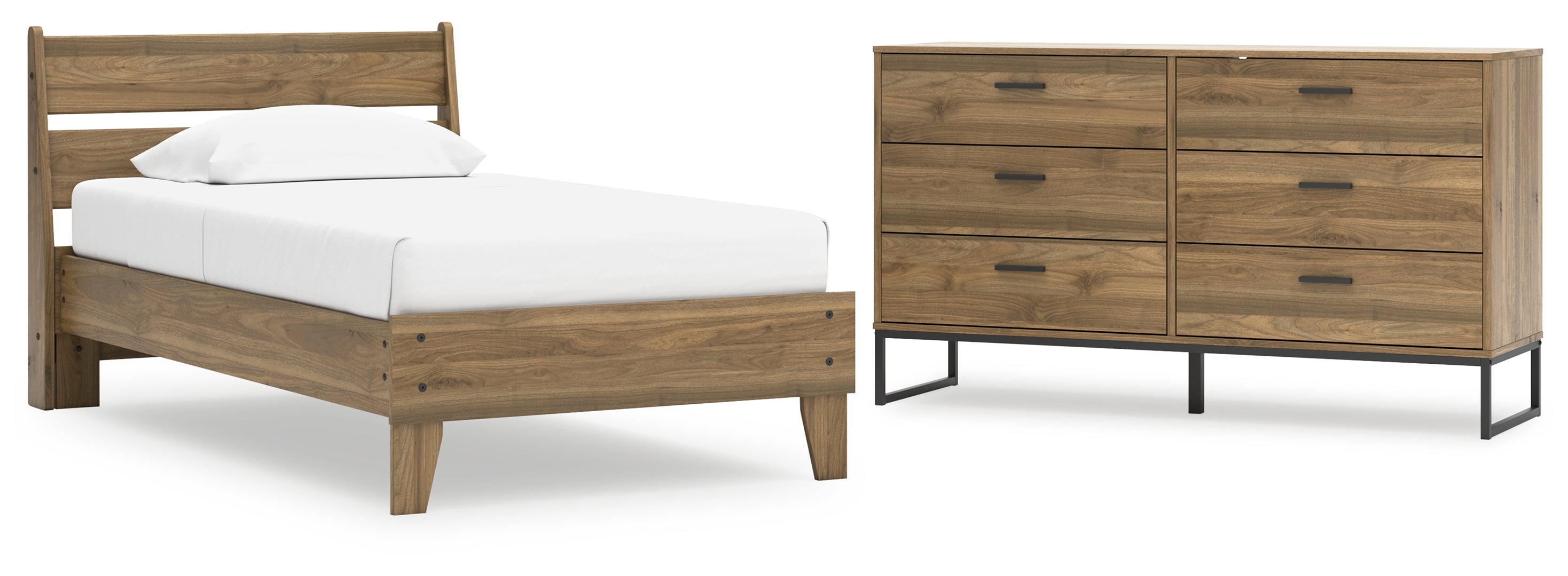 Deanlow Twin Platform Panel Bed with Dresser