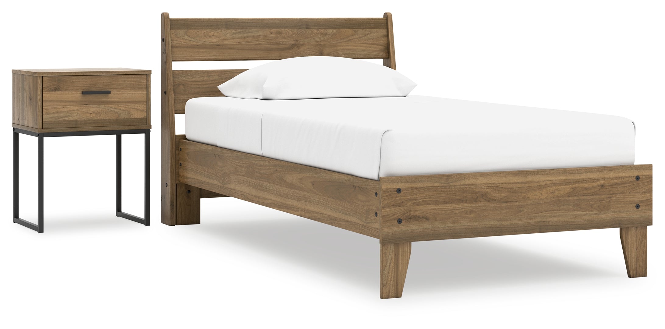 Deanlow Twin Platform Panel Bed with Nightstand