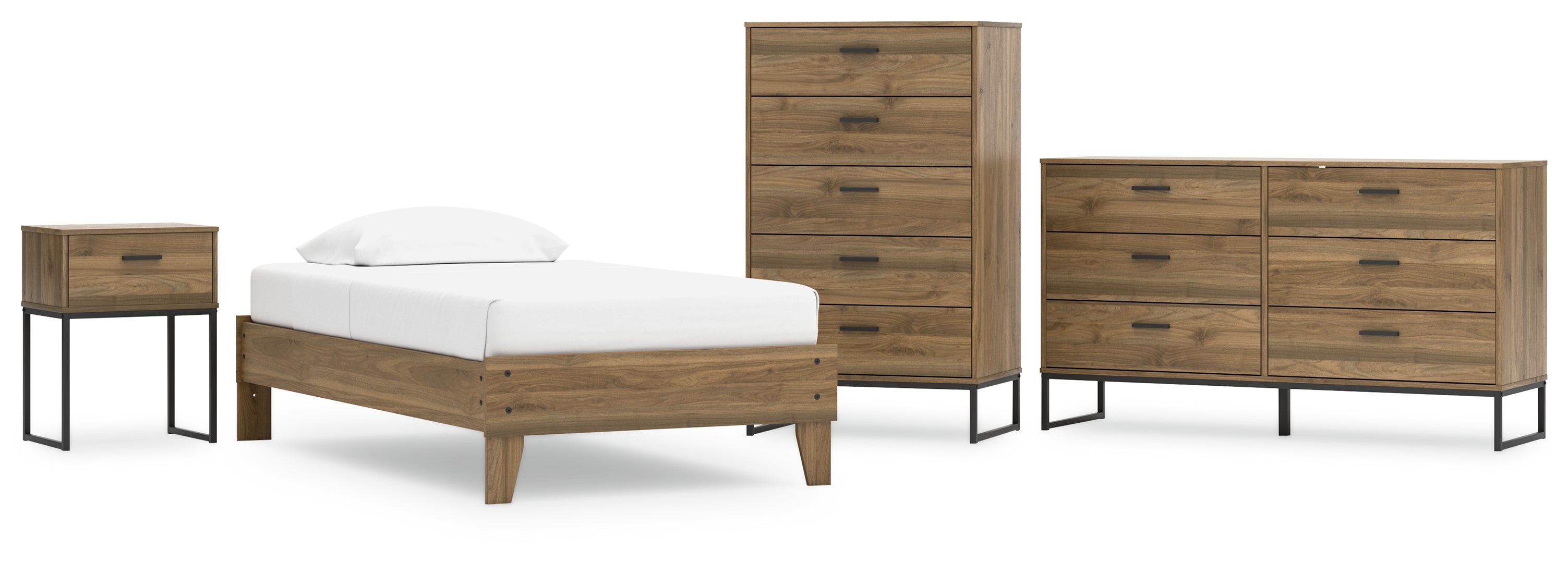 Deanlow Twin Platform Bed with Dresser, Chest and Nightstand