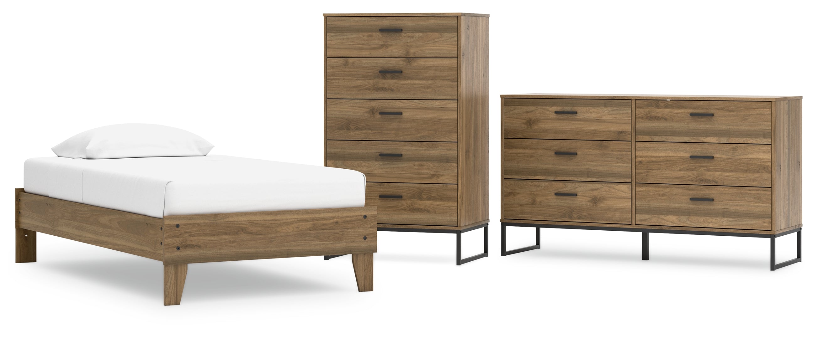 Deanlow Twin Platform Bed with Dresser and Chest