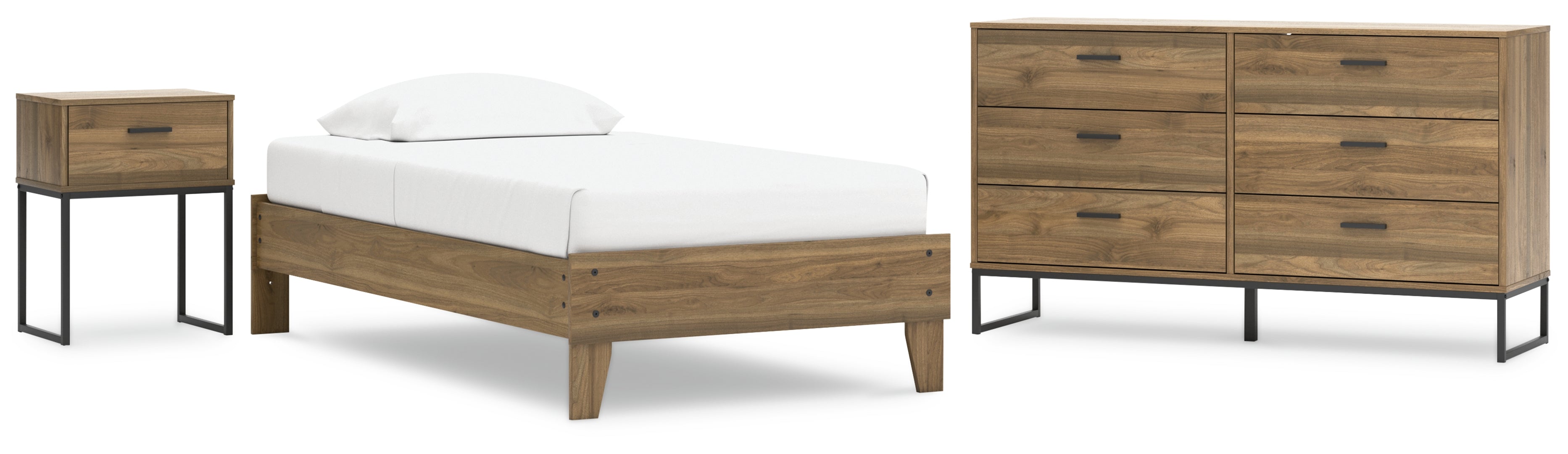 Deanlow Twin Platform Bed with Dresser and Nightstand