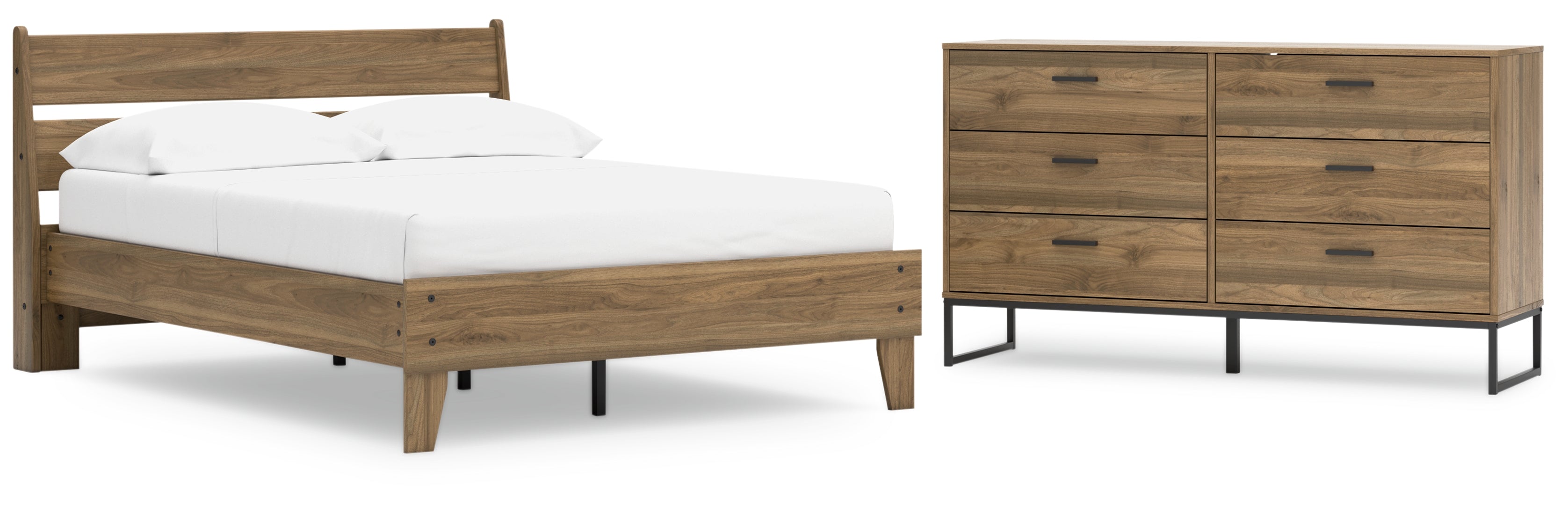 Deanlow Full Platform Panel Bed with Dresser