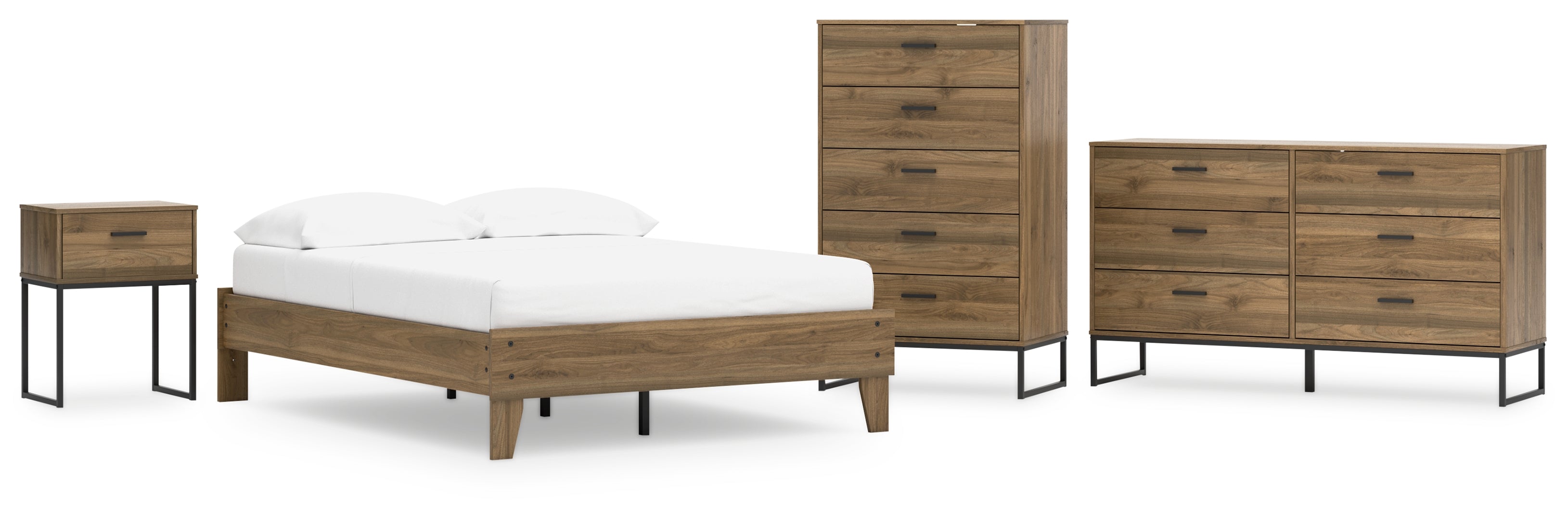 Deanlow Full Platform Bed with Dresser, Chest and Nightstand