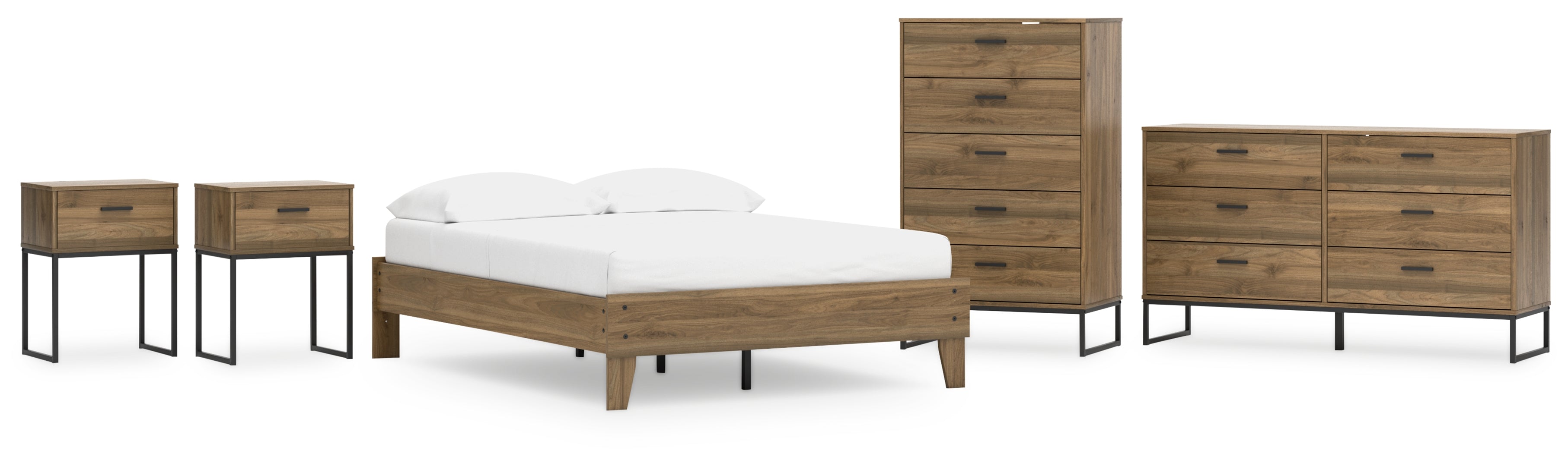 Deanlow Full Platform Bed with Dresser, Chest and 2 Nightstands