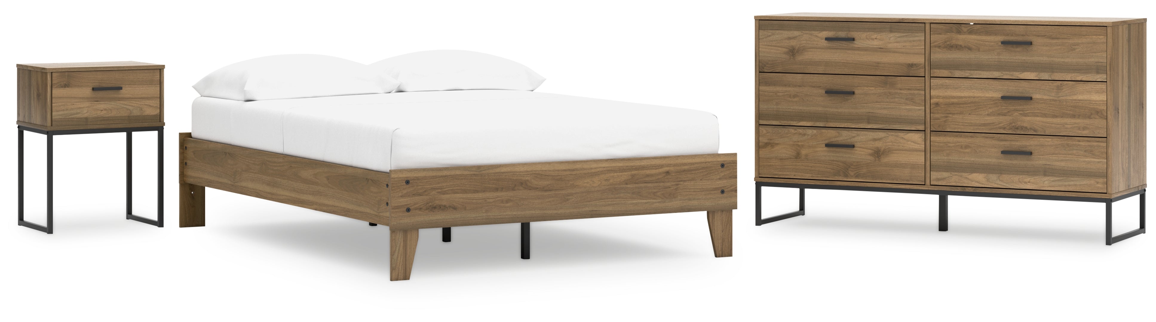 Deanlow Full Platform Bed with Dresser and Nightstand