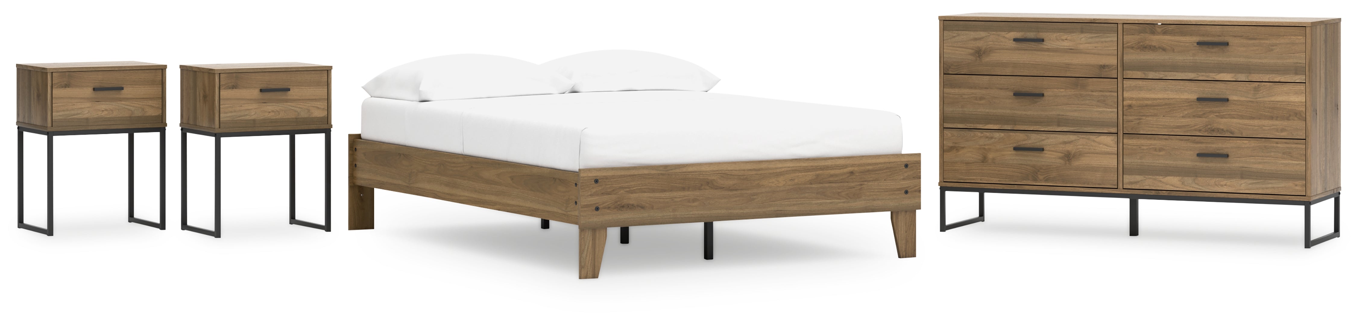 Deanlow Full Platform Bed with Dresser and 2 Nightstands