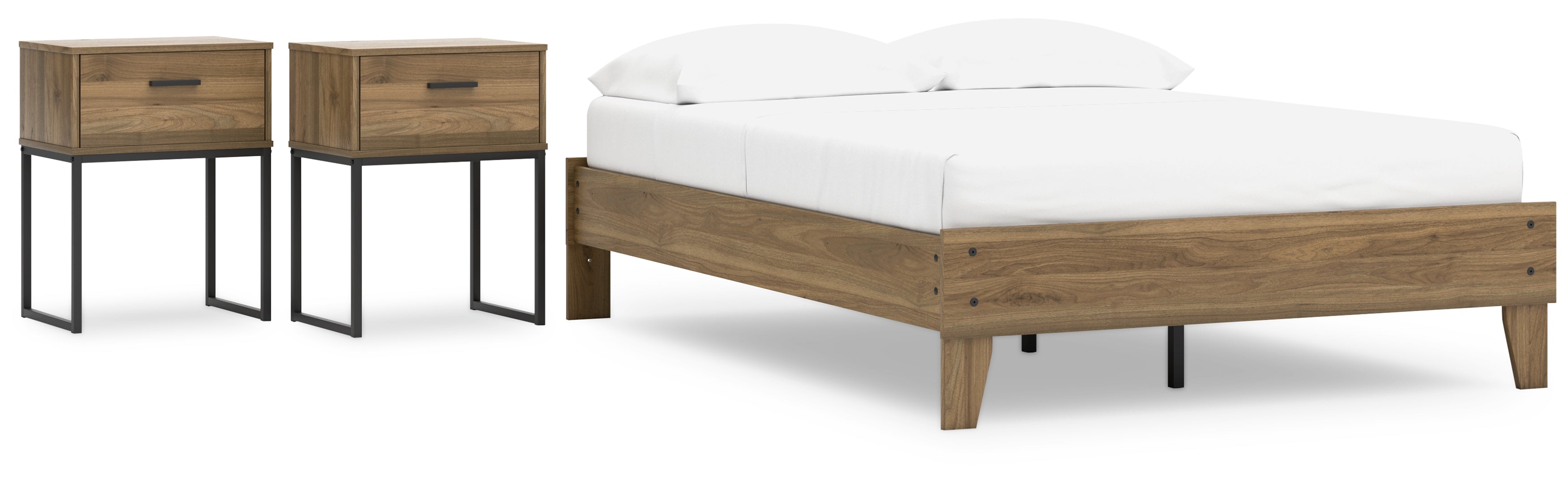 Deanlow Full Platform Bed with 2 Nightstands