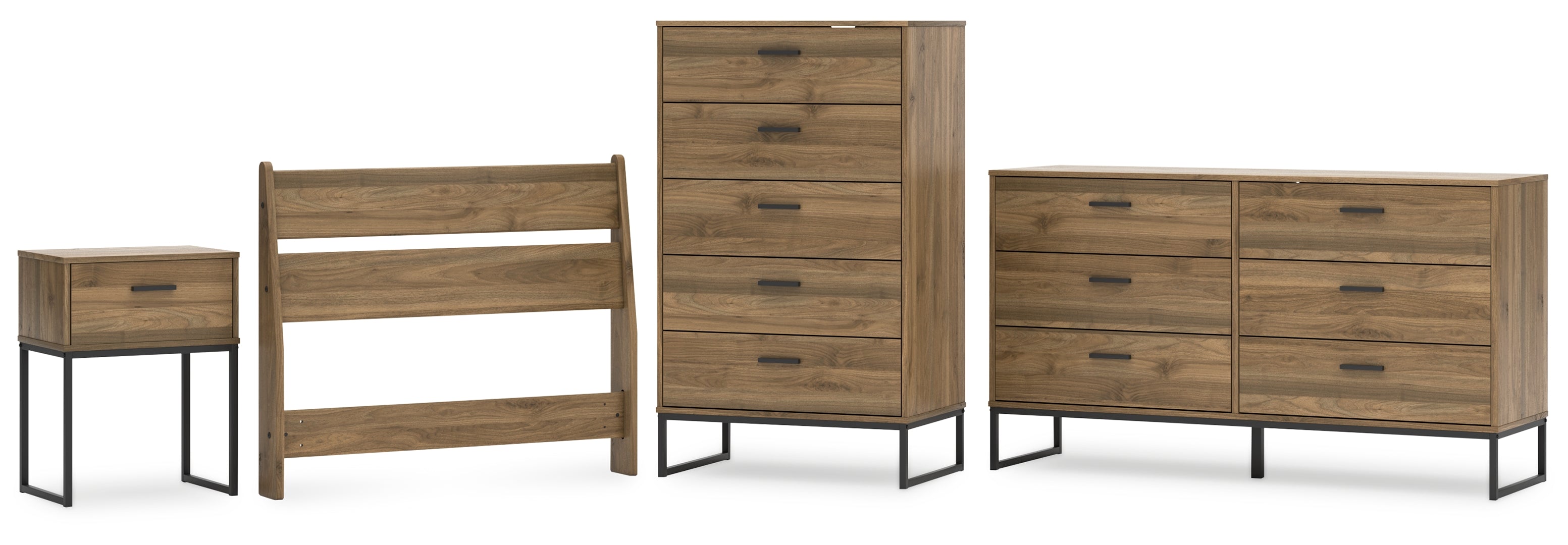 Deanlow Twin Panel Headboard with Dresser, Chest and Nightstand