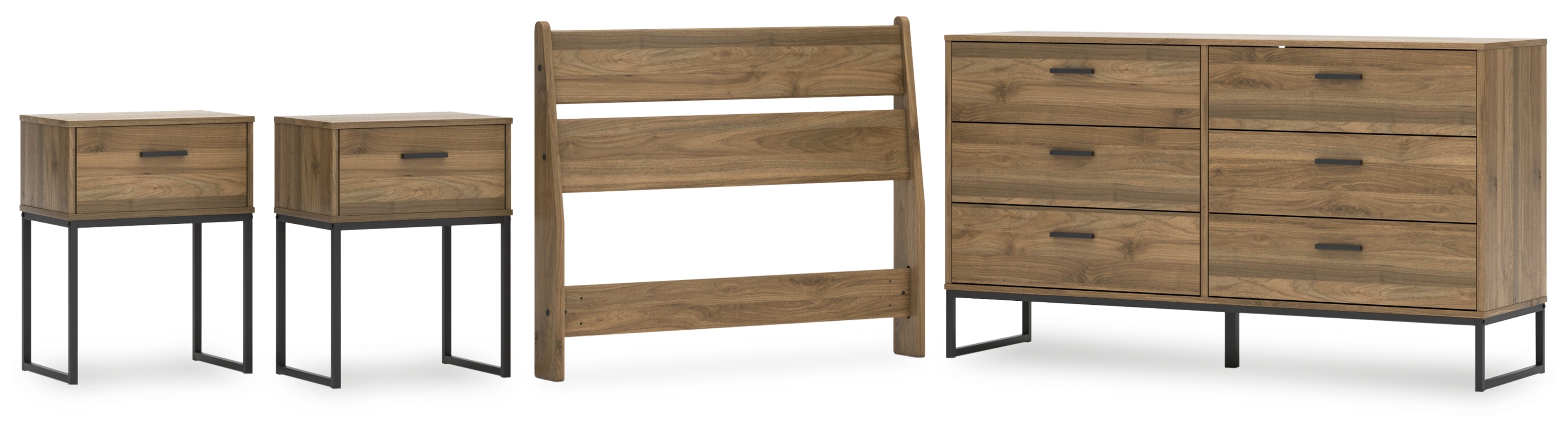 Deanlow Twin Panel Headboard with Dresser and 2 Nightstands