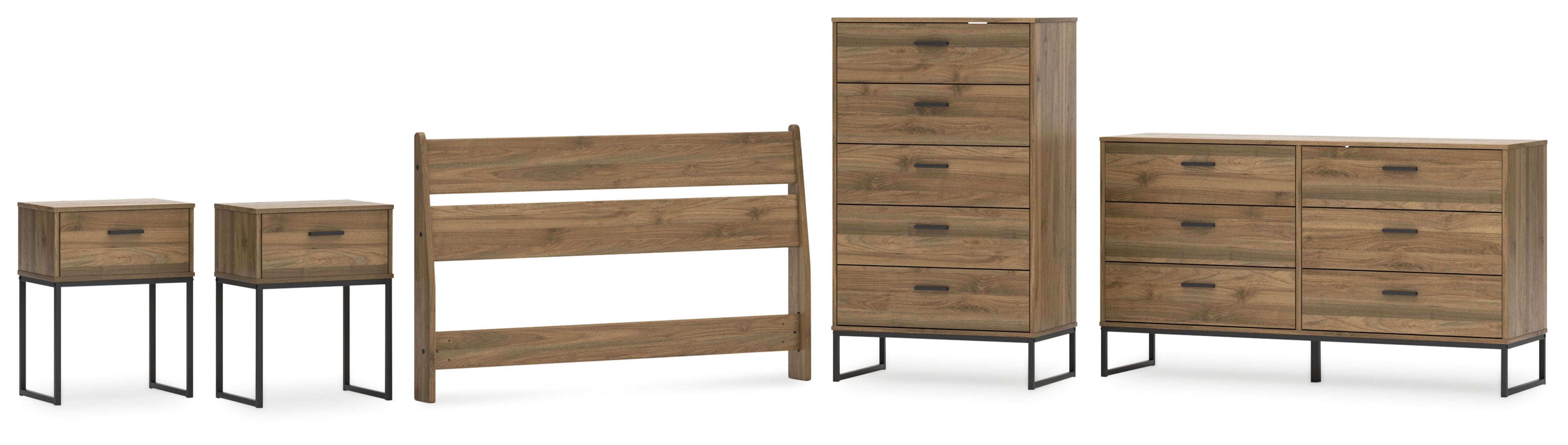 Deanlow Full Panel Headboard with Dresser, Chest and 2 Nightstands