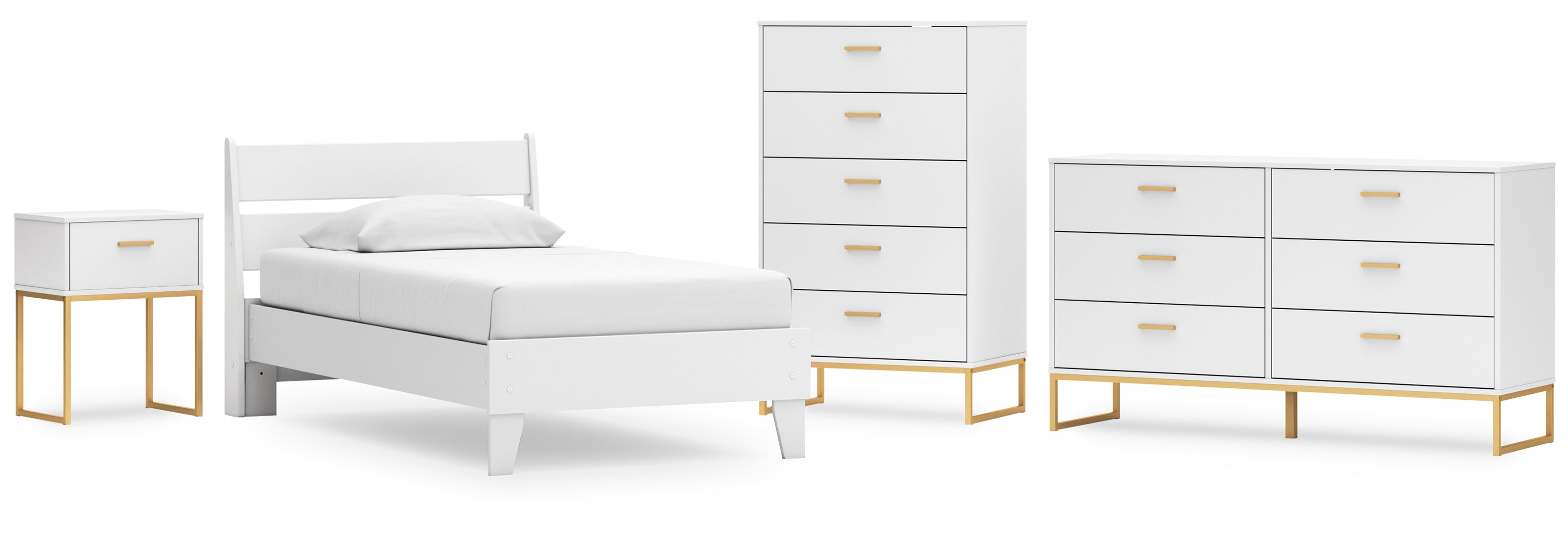 Socalle Twin Panel Platform Bed with Dresser, Chest and Nightstand