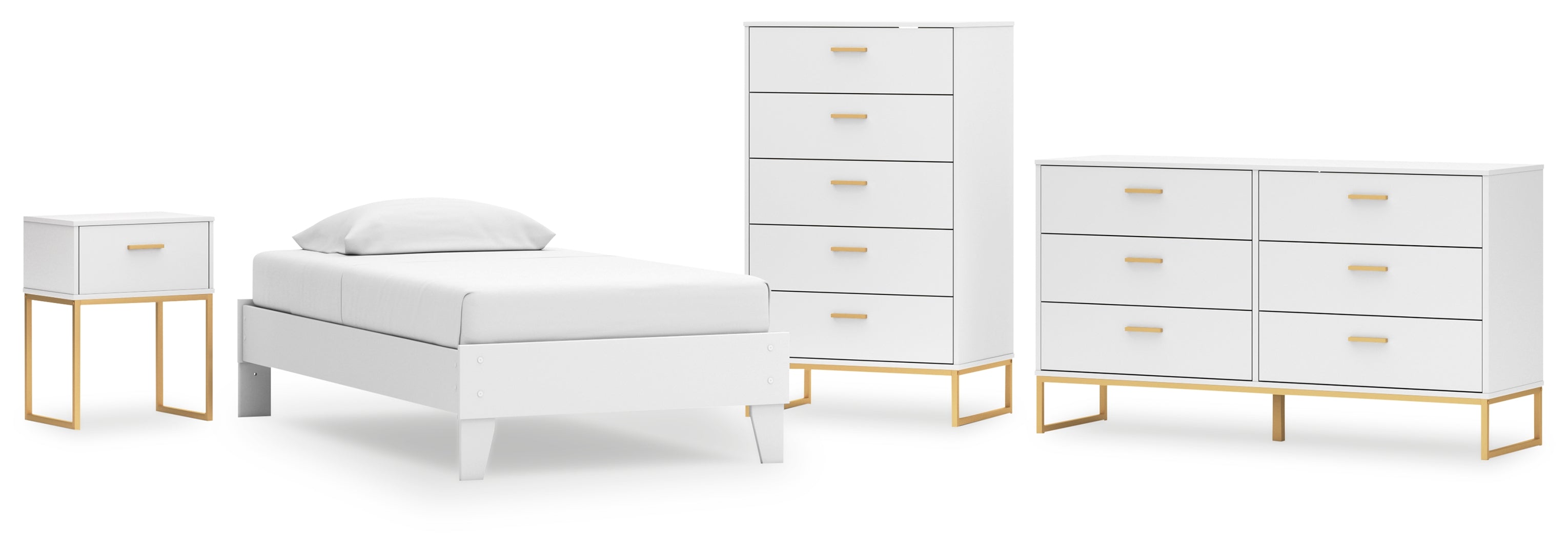 Socalle Twin Platform Bed with Dresser, Chest and Nightstand