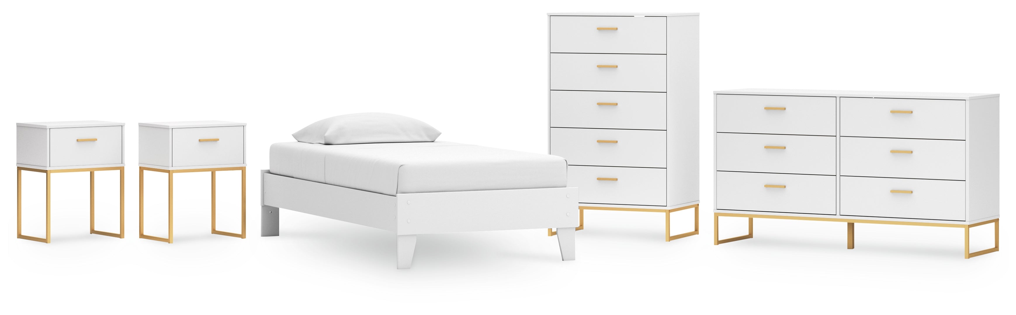 Socalle Twin Platform Bed with Dresser, Chest and 2 Nightstands