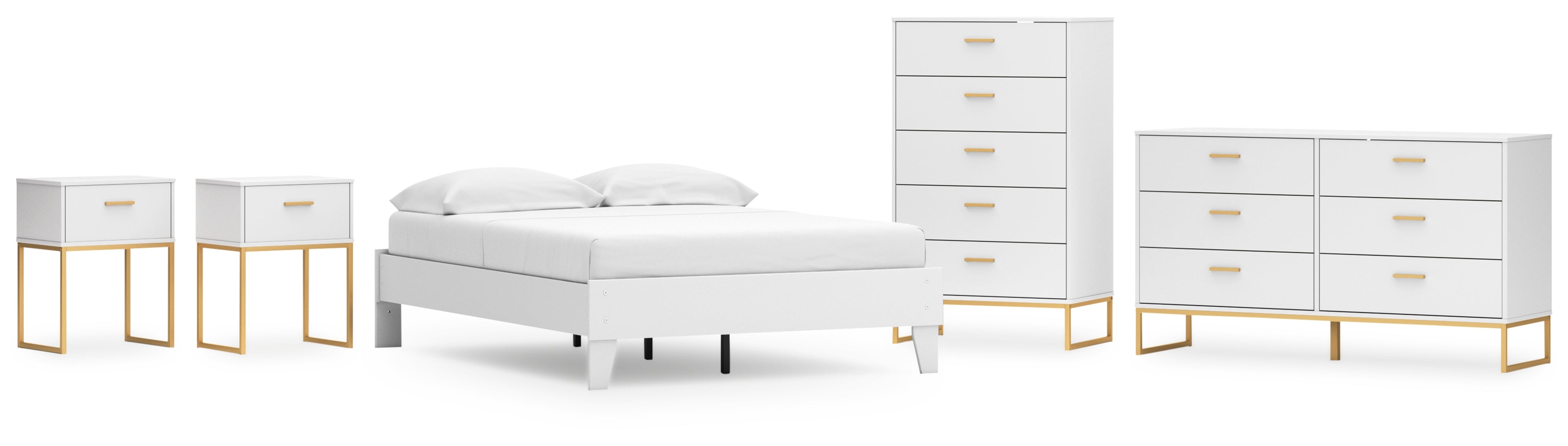 Socalle Full Platform Bed with Dresser, Chest and 2 Nightstands