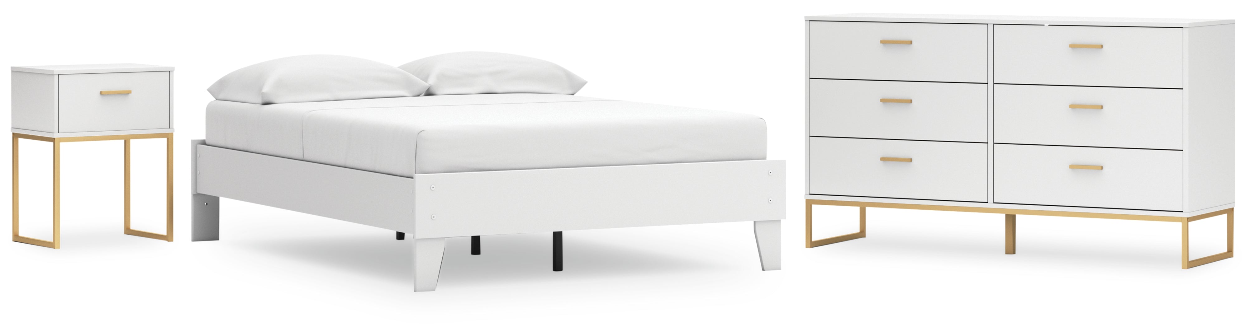 Socalle Full Platform Bed with Dresser and Nightstand White