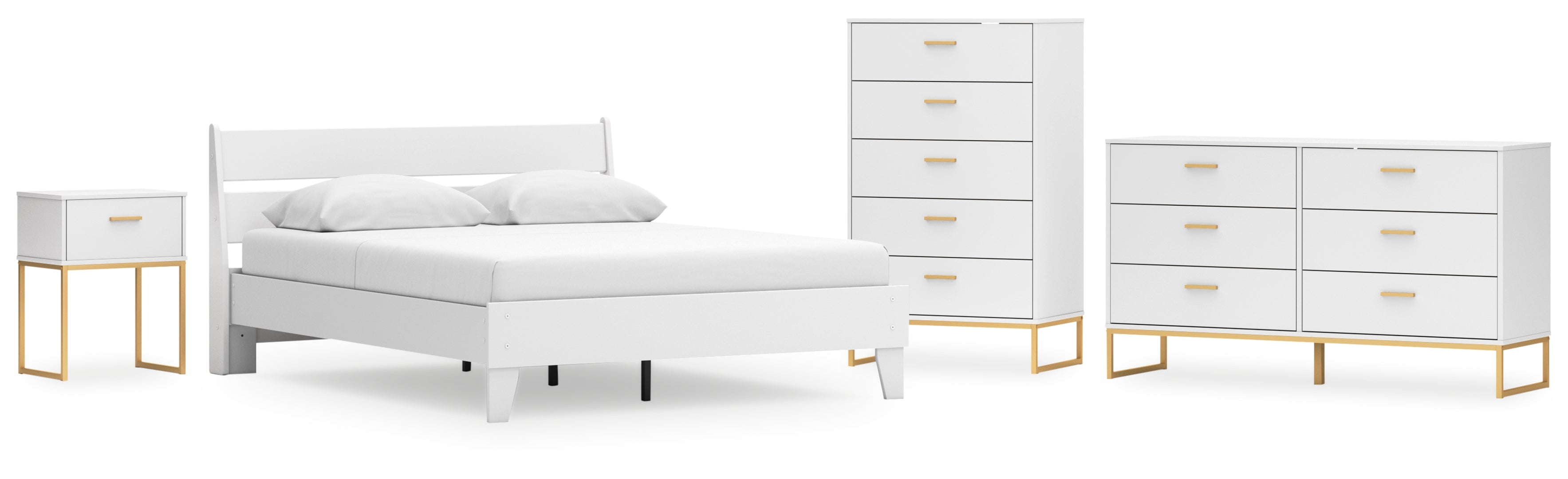 Socalle Queen Panel Platform Bed with Dresser, Chest and Nightstand