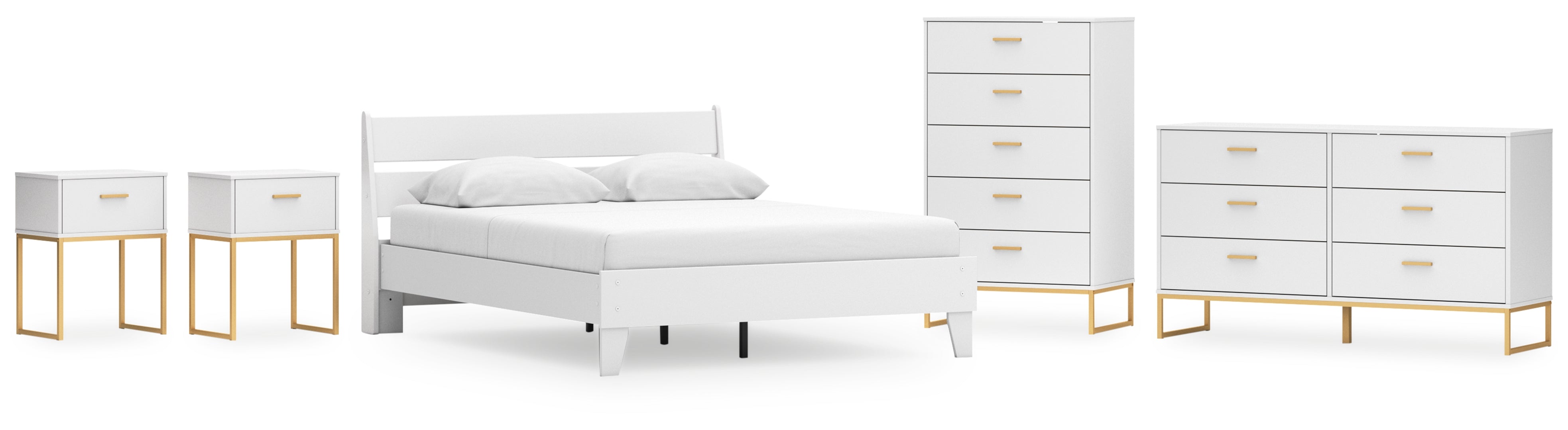 Socalle Queen Panel Platform Bed with Dresser, Chest and 2 Nightstands