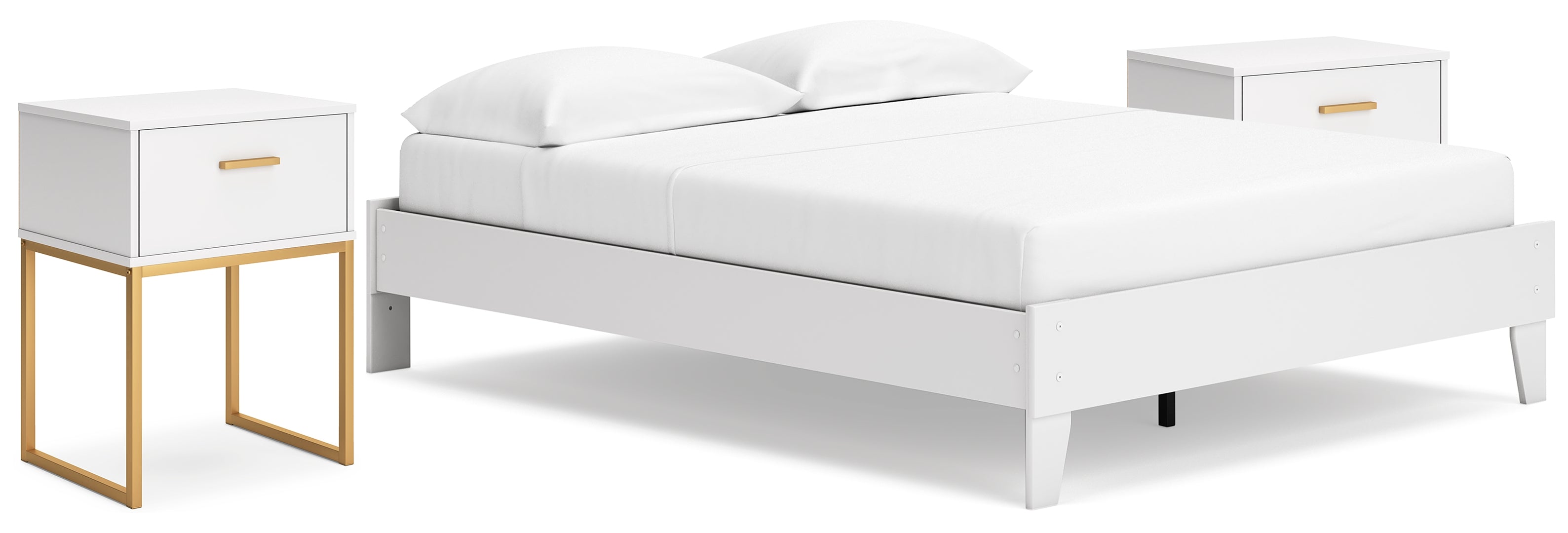 Socalle Queen Platform Bed with 2 Nightstands