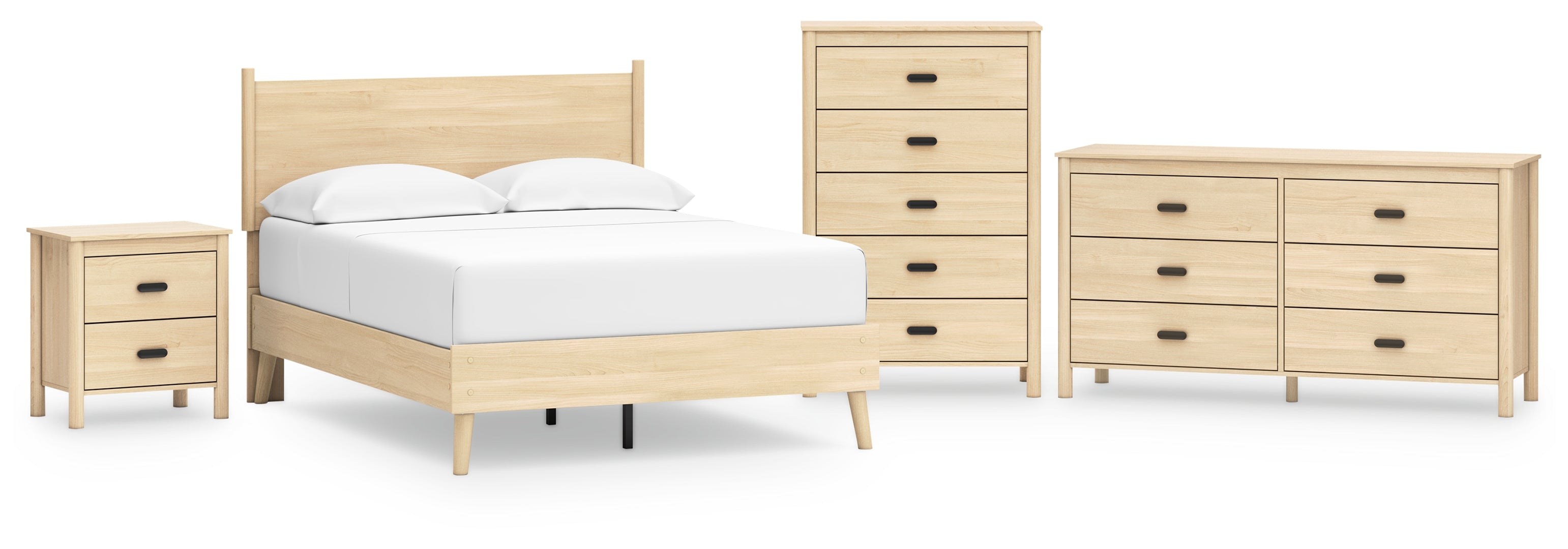 Cabinella Full Platform Panel Bed with Dresser, Chest and Nightstand