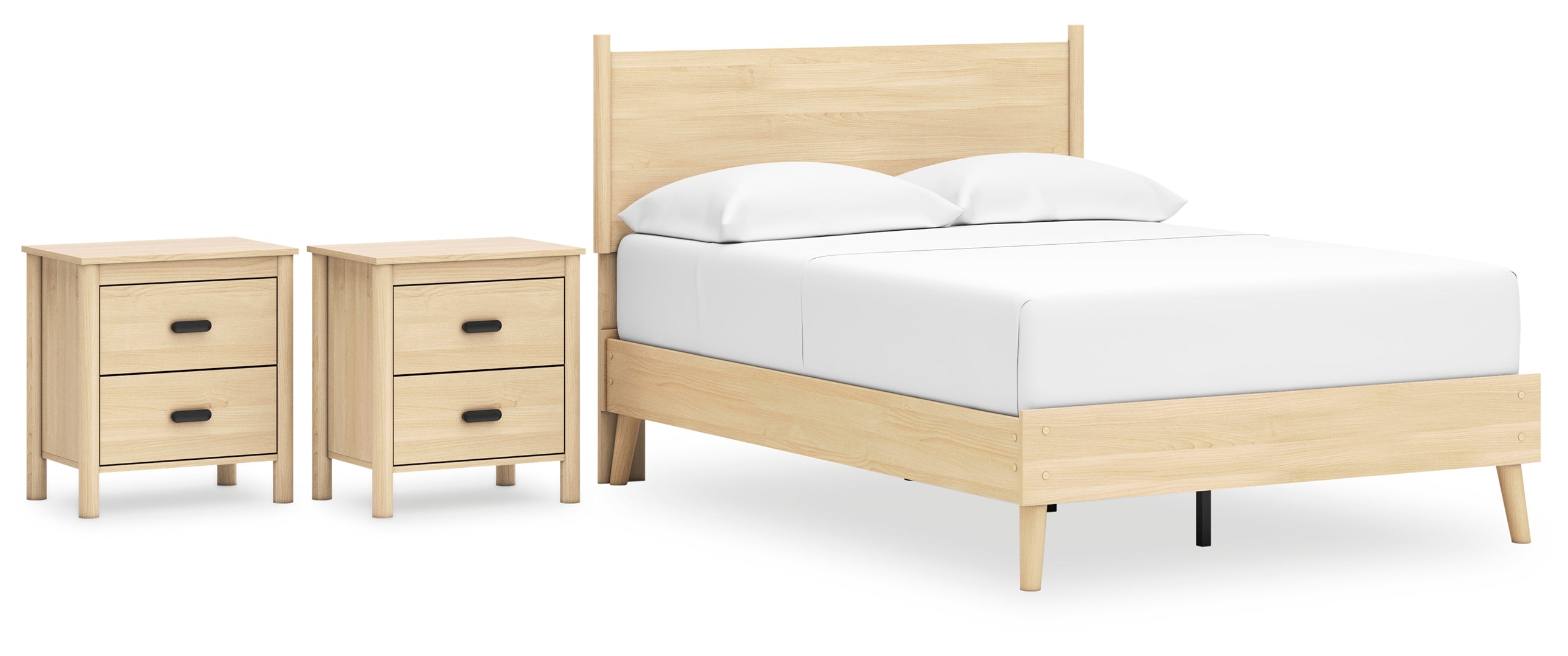 Cabinella Full Platform Panel Bed with 2 Nightstands