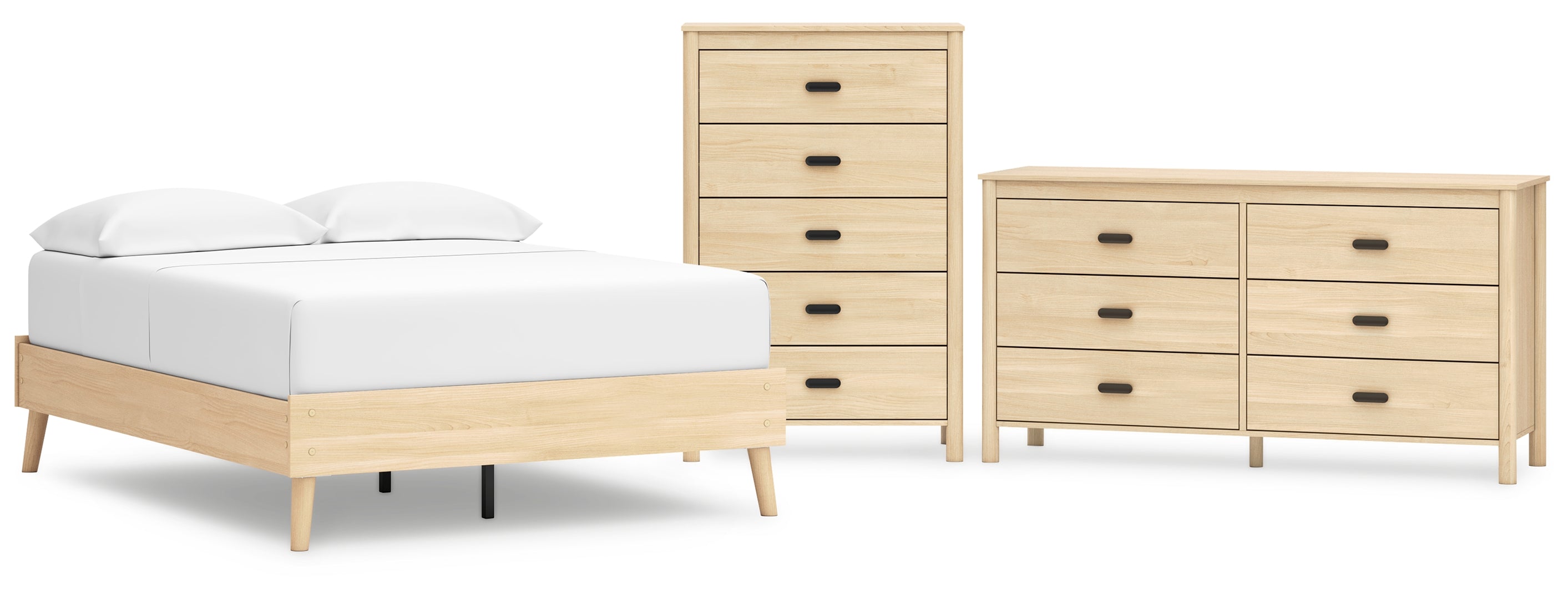 Cabinella Full Platform Bed with Dresser and Chest