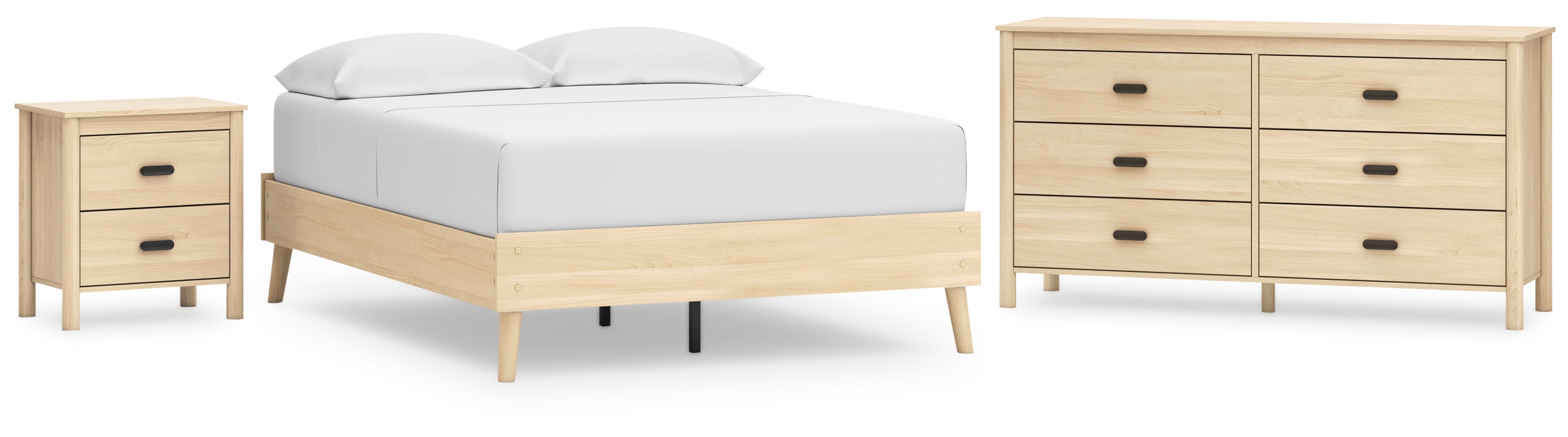 Cabinella Full Platform Bed with Dresser and Nightstand