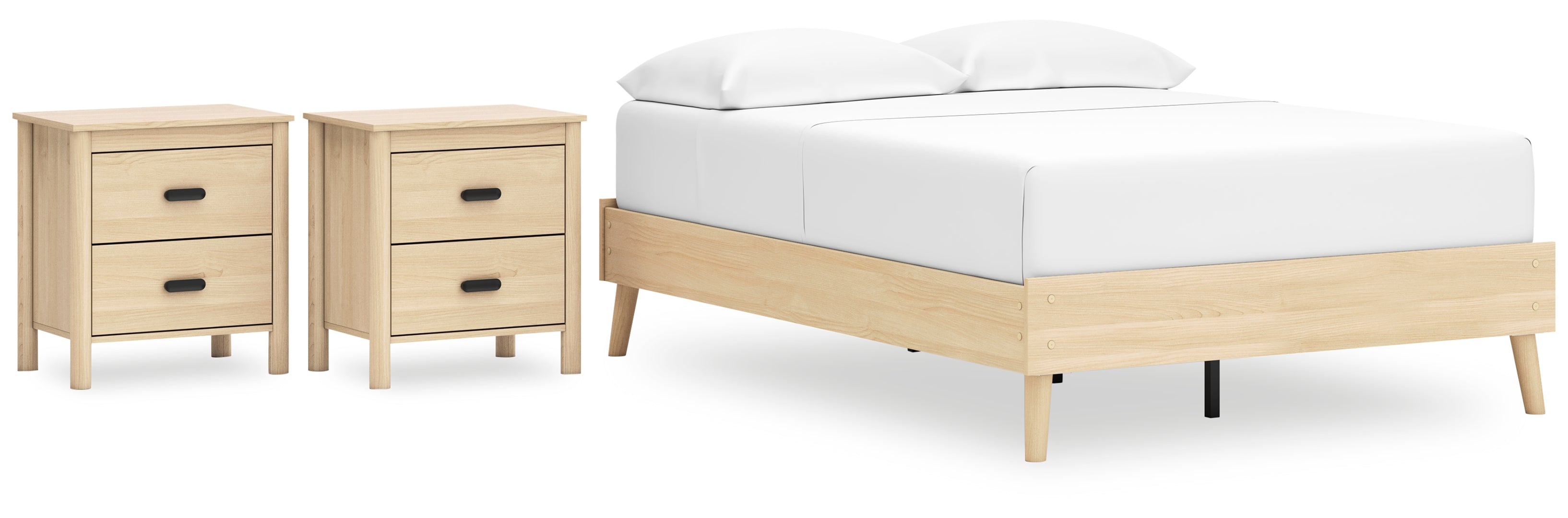 Cabinella Full Platform Bed with 2 Nightstands