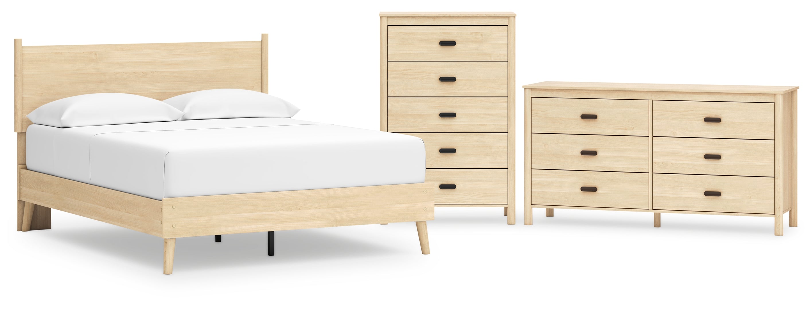 Cabinella Queen Platform Panel Bed with Dresser and Chest