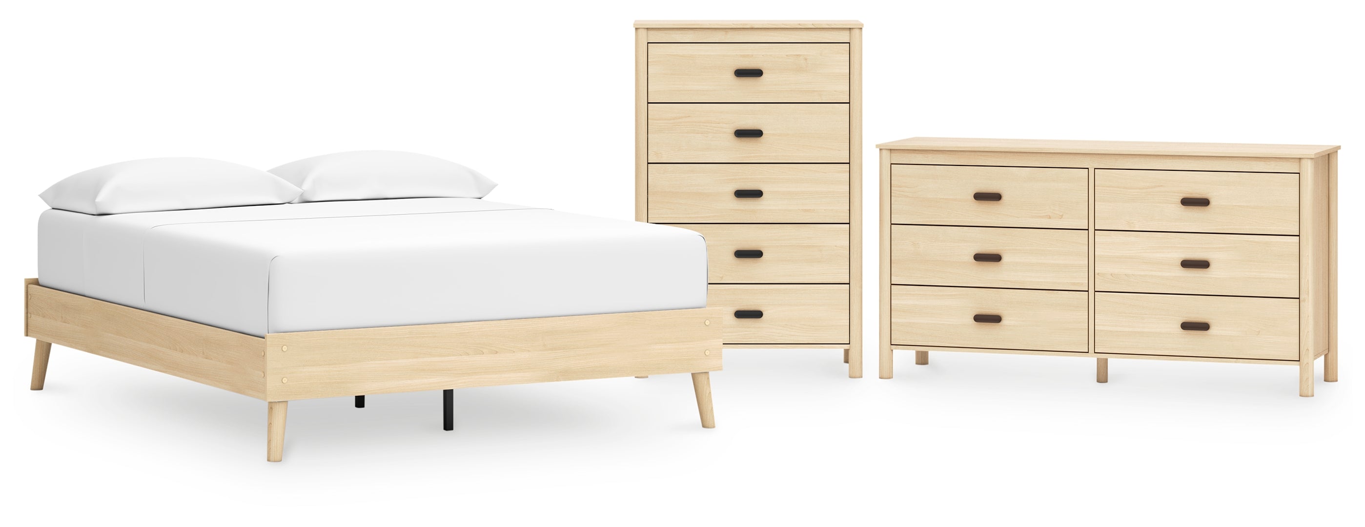 Cabinella Queen Platform Bed with Dresser and Chest