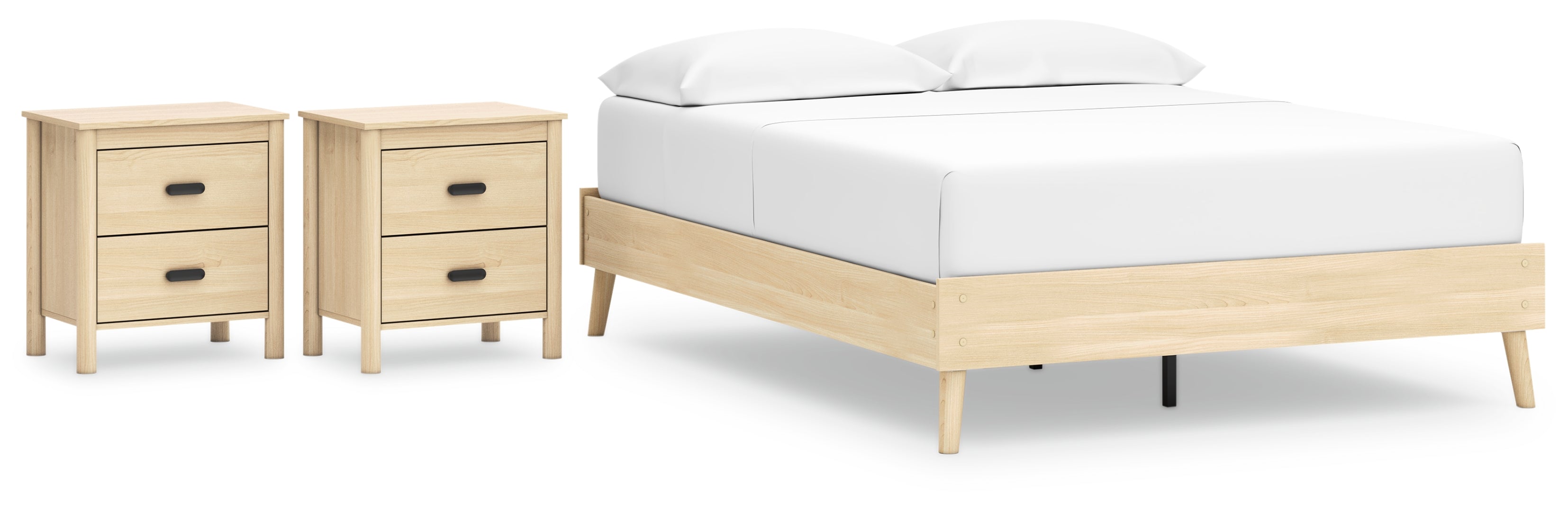 Cabinella Queen Platform Bed with 2 Nightstands