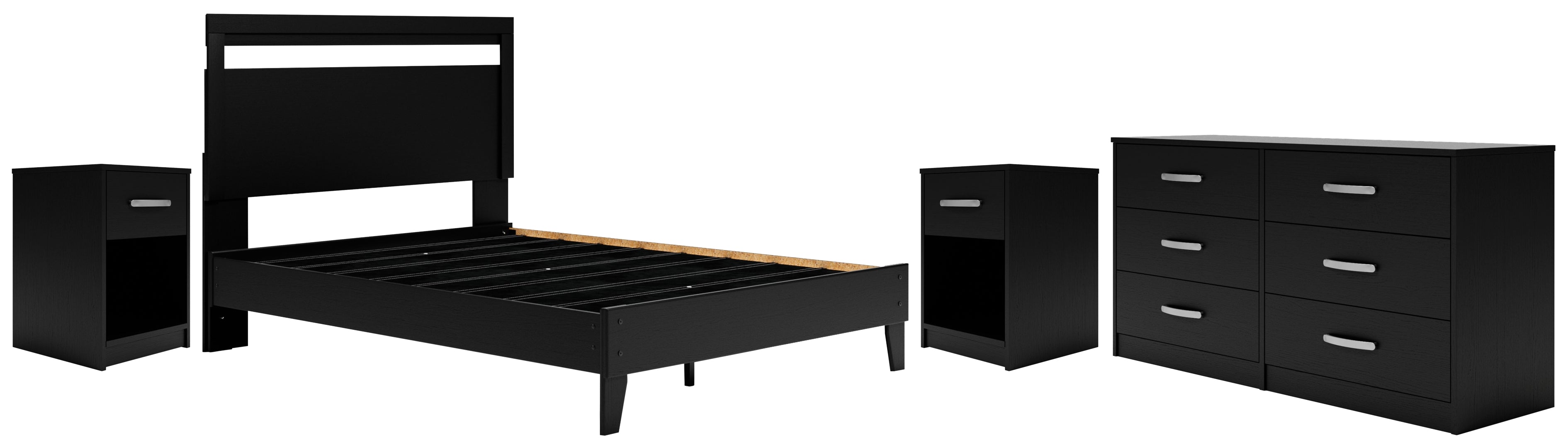 Finch Queen Panel Platform Bed with Dresser and 2 Nightstands I