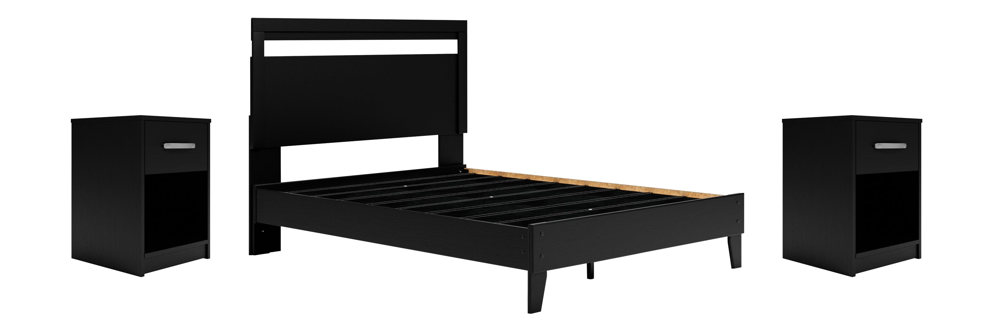 Finch Queen Panel Platform Bed with 2 Nightstands I