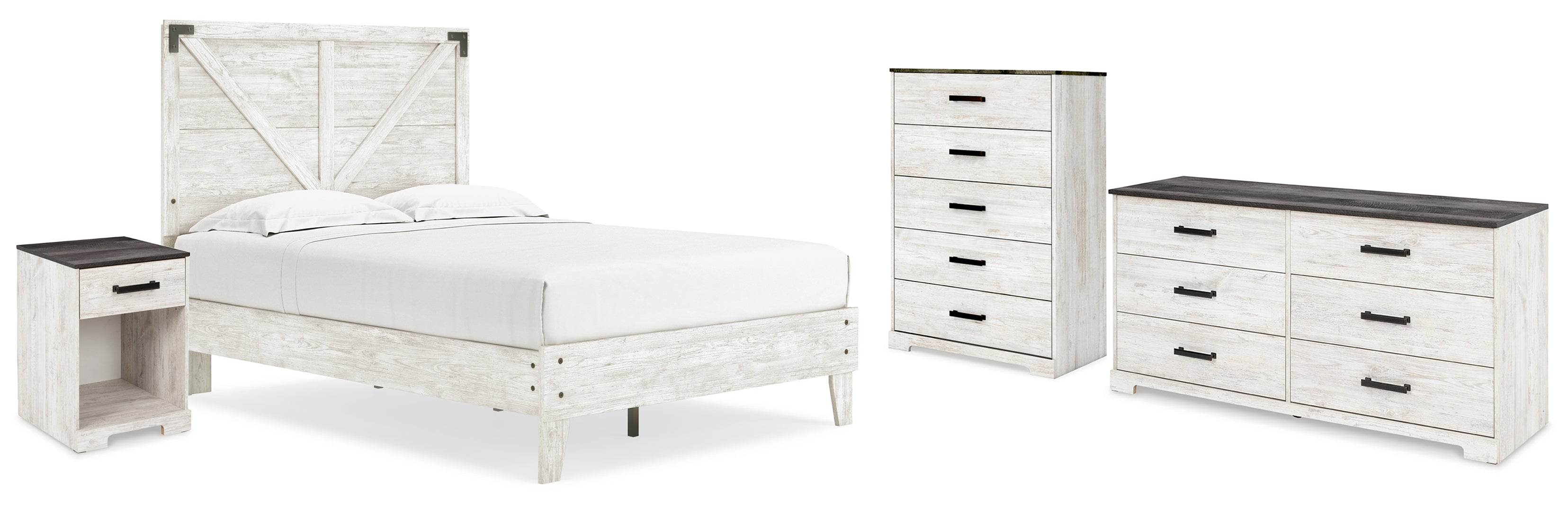 Shawburn Full Platform Bed with Dresser, Chest and Nightstand