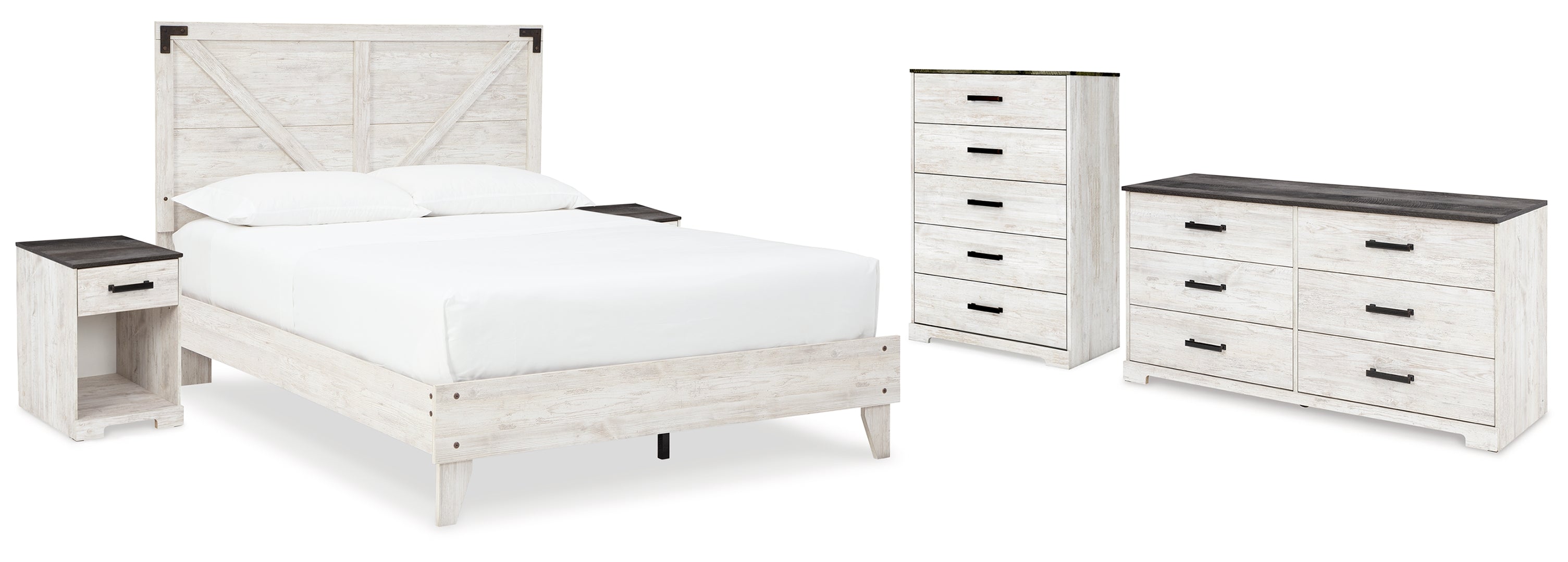 Shawburn Queen Platform Bed with Dresser, Chest and 2 Nightstands