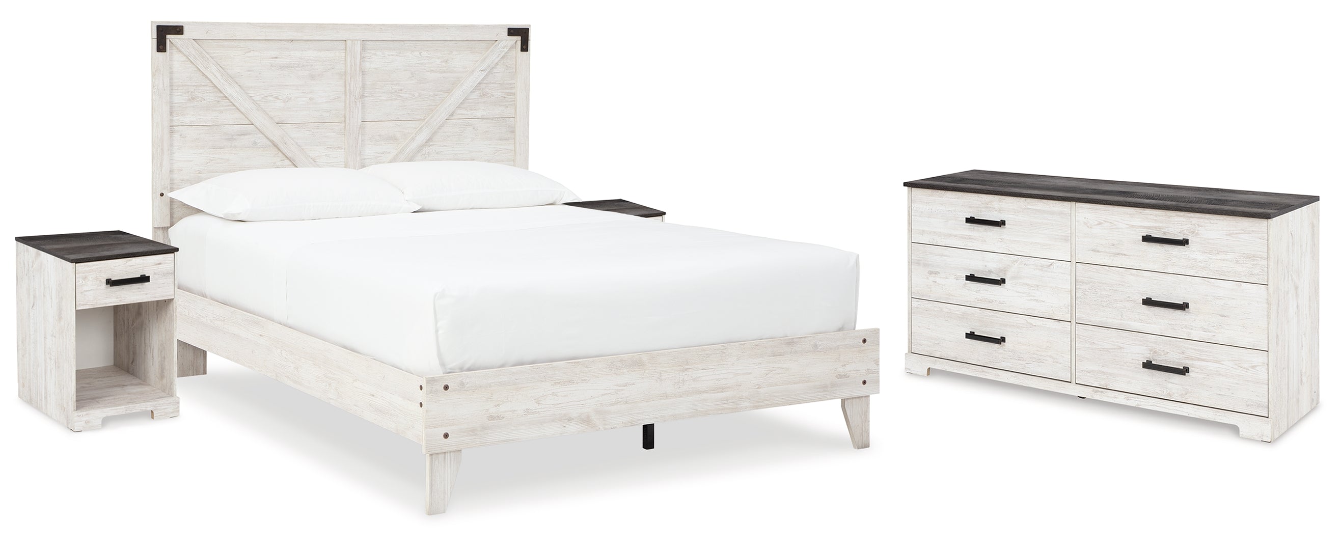 Shawburn Queen Platform Bed with Dresser and 2 Nightstands I