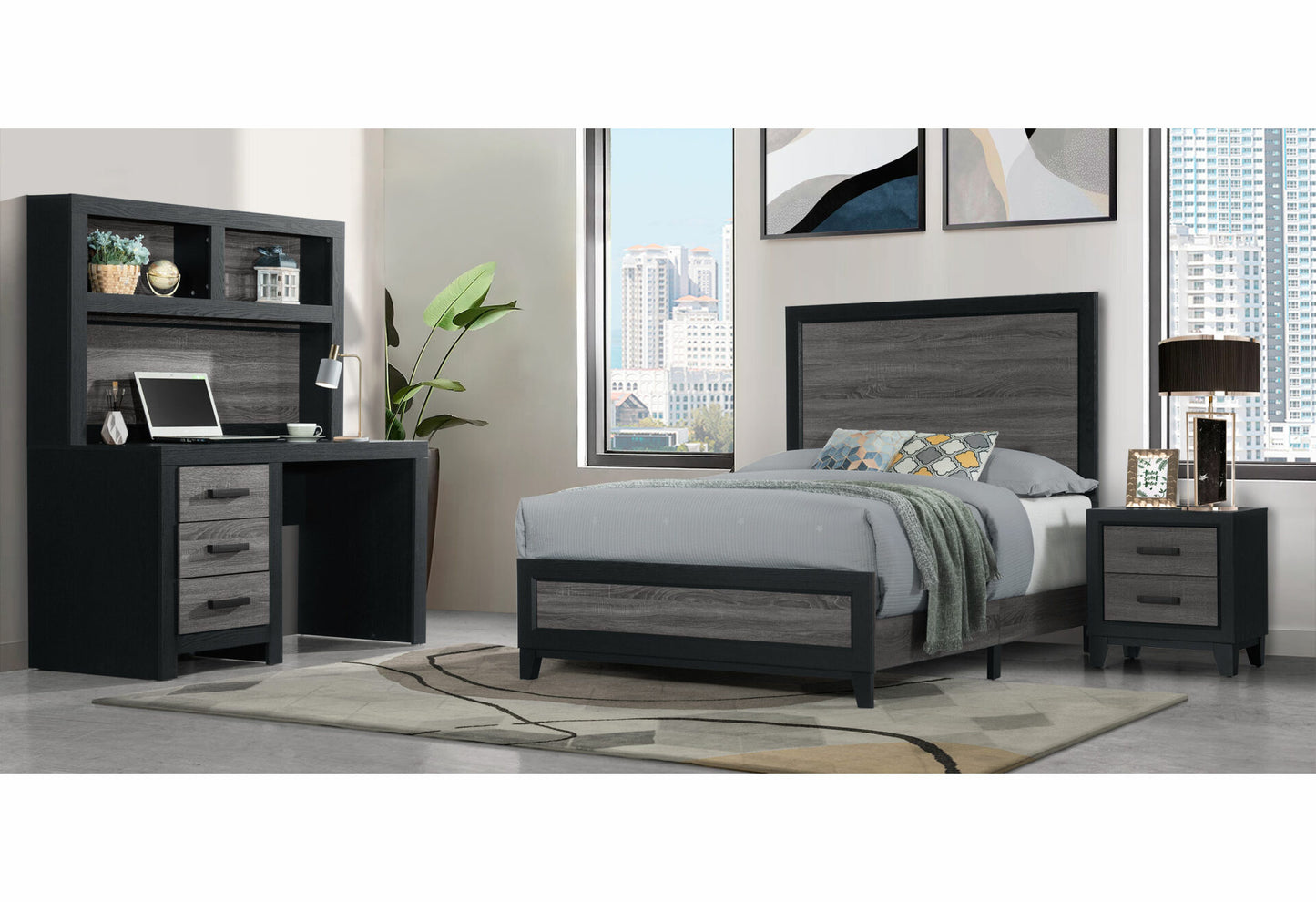 Lisbon Grey And Black King Bed