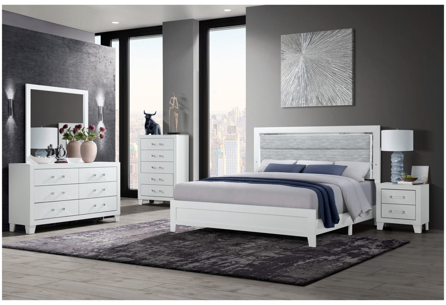 Luccia White Twin Bed With Led