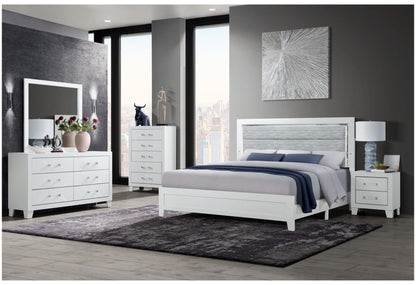 Luccia White King Bed With Led