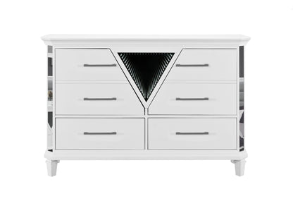 Marco Metallic White Dresser With Led 3D Mirror