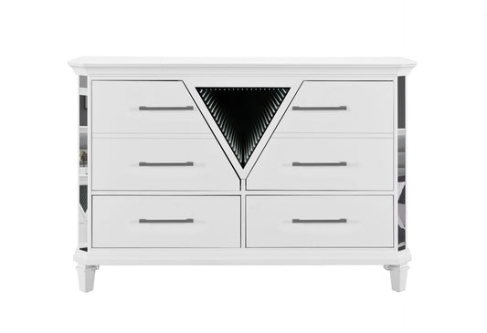 Marco Metallic White Dresser With Led 3D Mirror