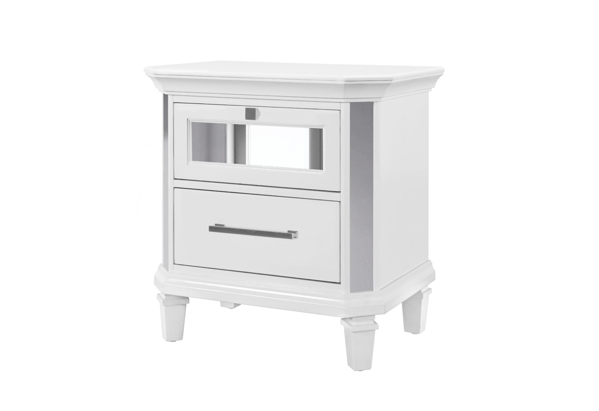 Marco Metallic White Nightstand