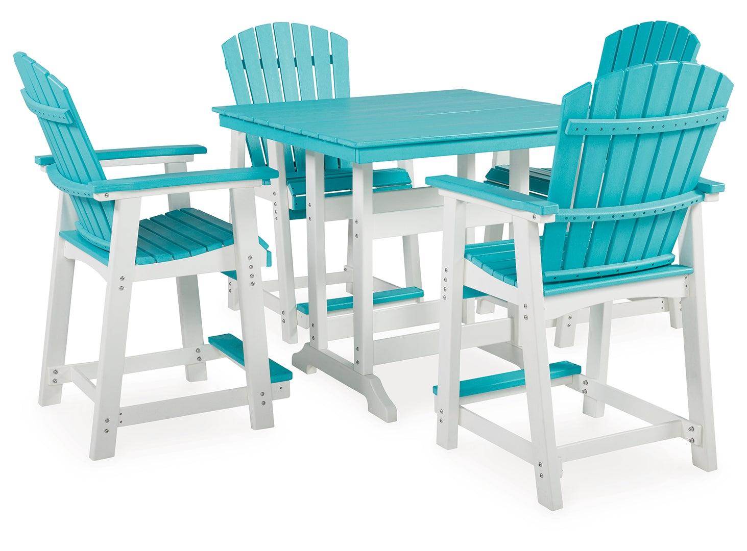 Eisely Outdoor Counter Height Dining Table and 4 Barstools