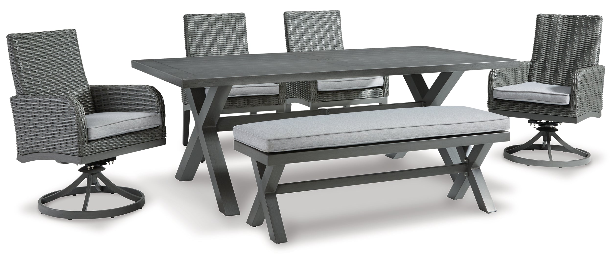 Elite Park Outdoor Dining Table and 4 Chairs and Bench