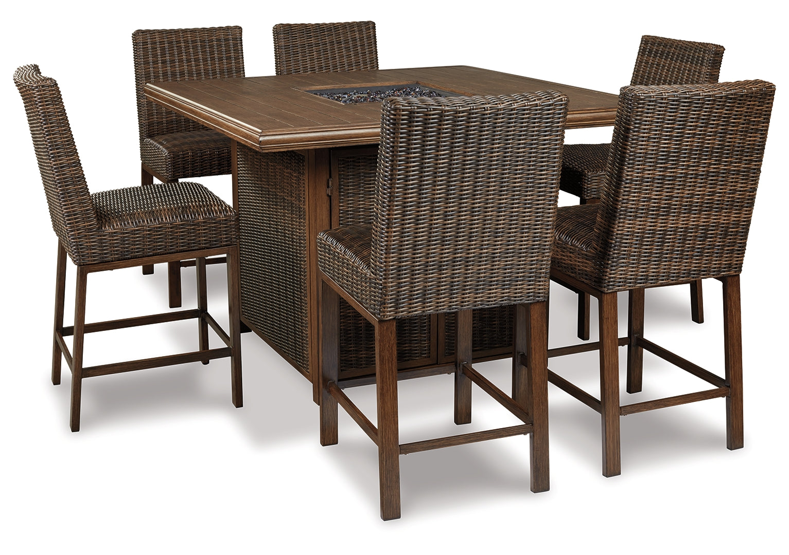 Paradise Trail Outdoor Bar Table and 6 Barstools