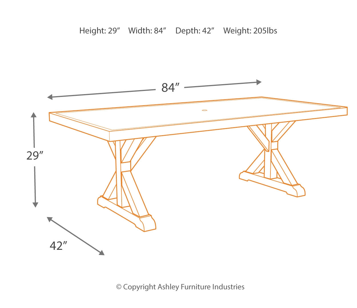 Beachcroft RECT Dining Table w/UMB OPT