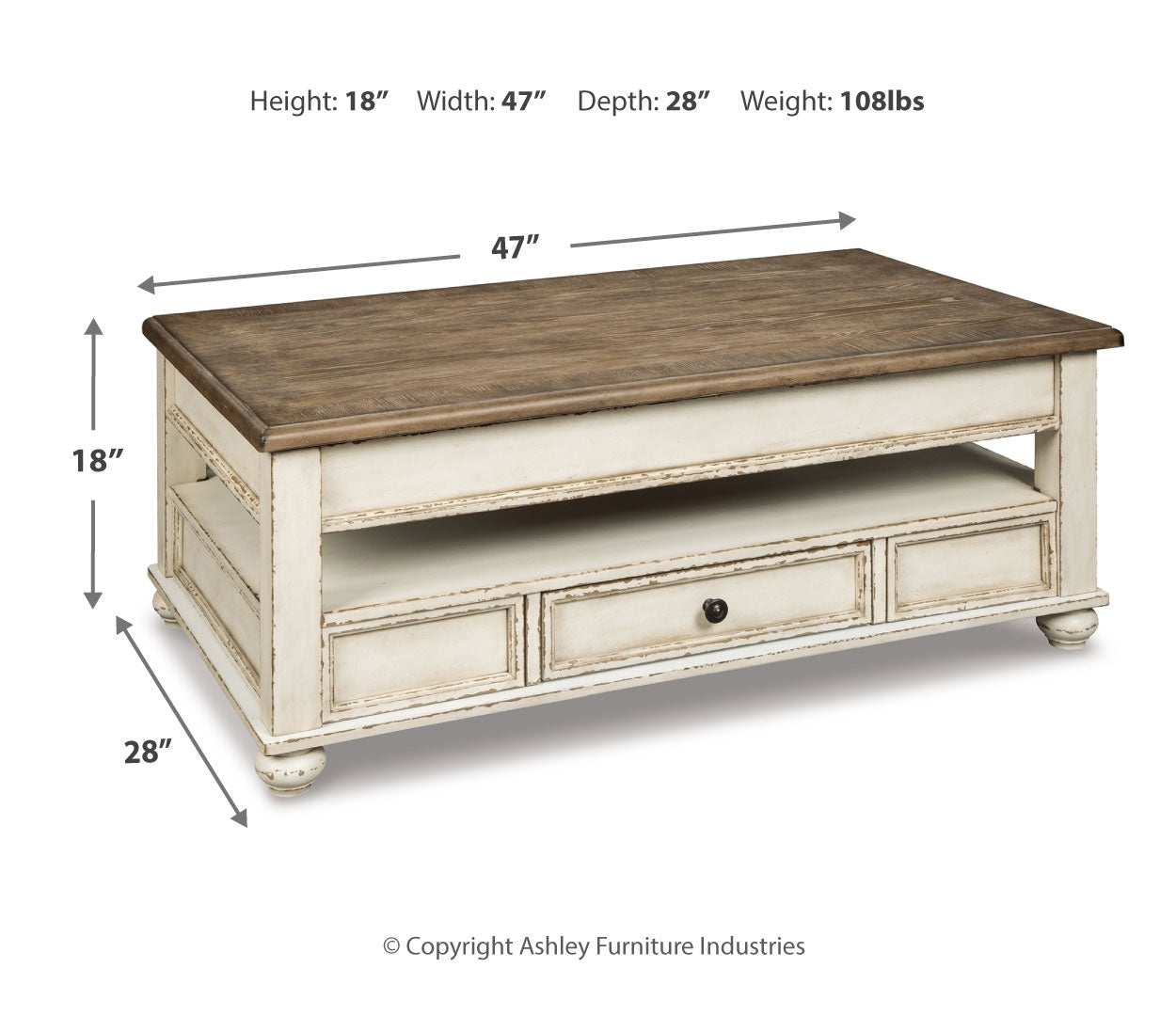 Realyn Coffee Table with 2 End Tables