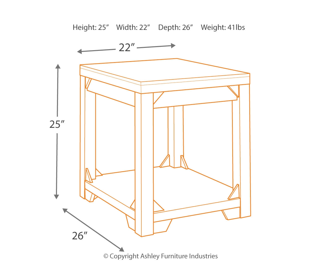 Fregine Rectangular End Table