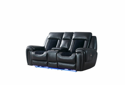 U0700 Blanche Black/Velvet Power Console Reclining Ls With Led