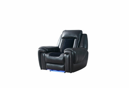 U0700 Blanche Black/Velvet Power Recliner With Led